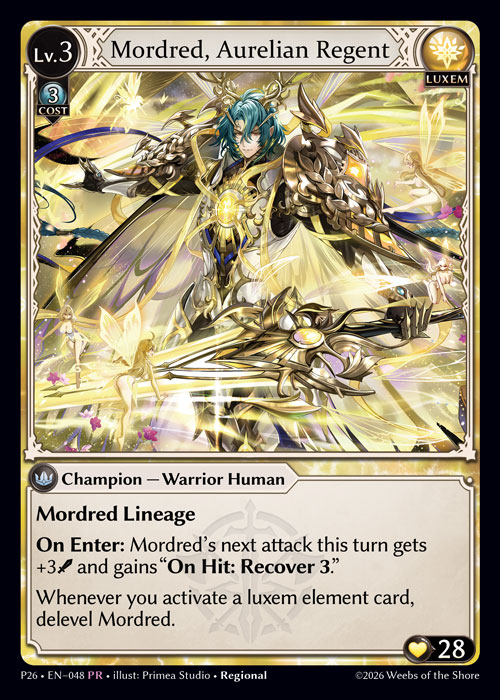 Mordred, Aurelian Regent - Promotional 2026 Grand Archive spoiler