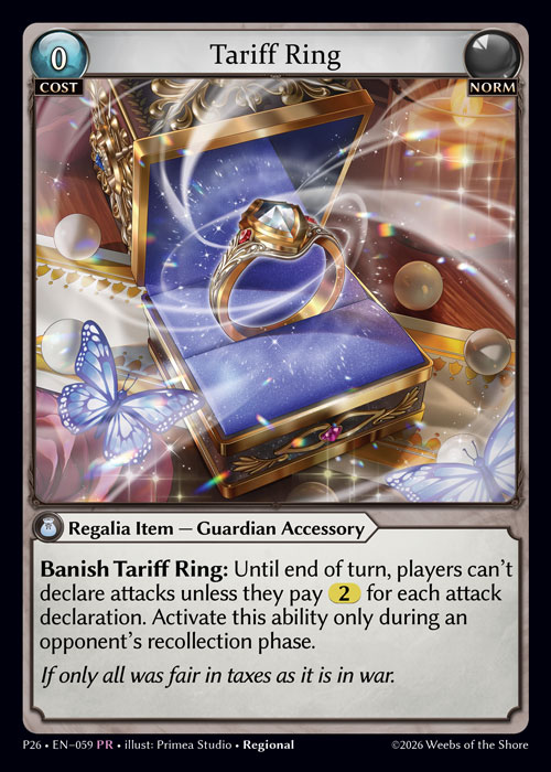 Tariff Ring - Promotional 2026 Grand Archive spoiler