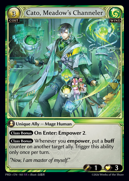 Cato, Meadow's Channeler - .asphodel/paradise Grand Archive spoiler