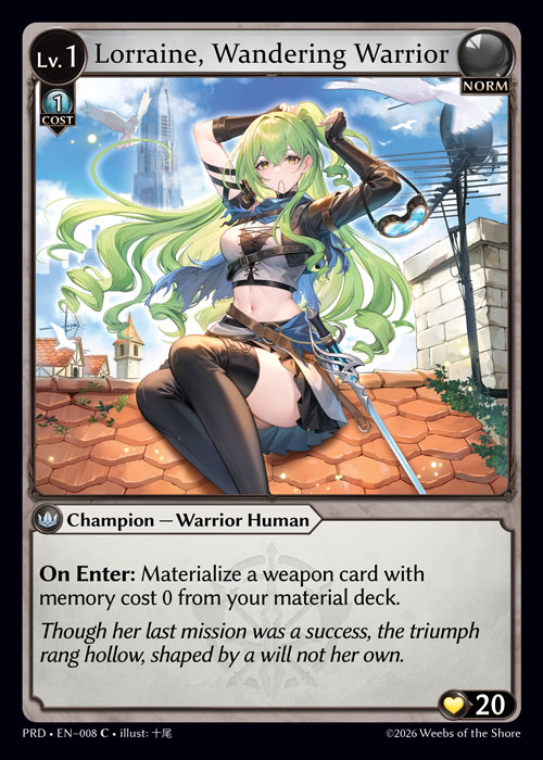 Lorraine, Wandering Warrior - .asphodel/paradise Grand Archive spoiler