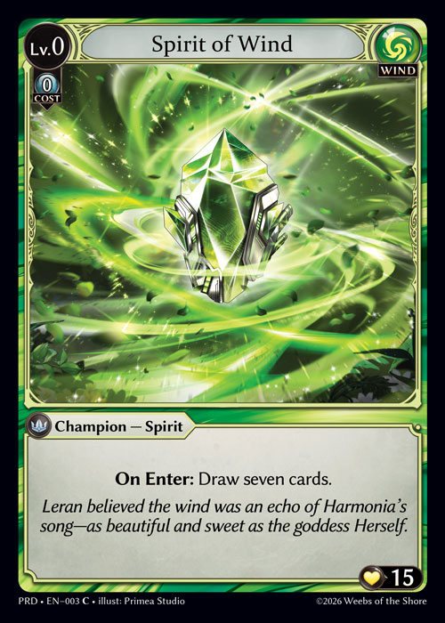 Spirit of Wind - .asphodel/paradise Grand Archive spoiler