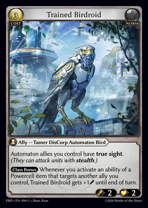 Trained Birdroid - .asphodel/paradise Grand Archive spoiler