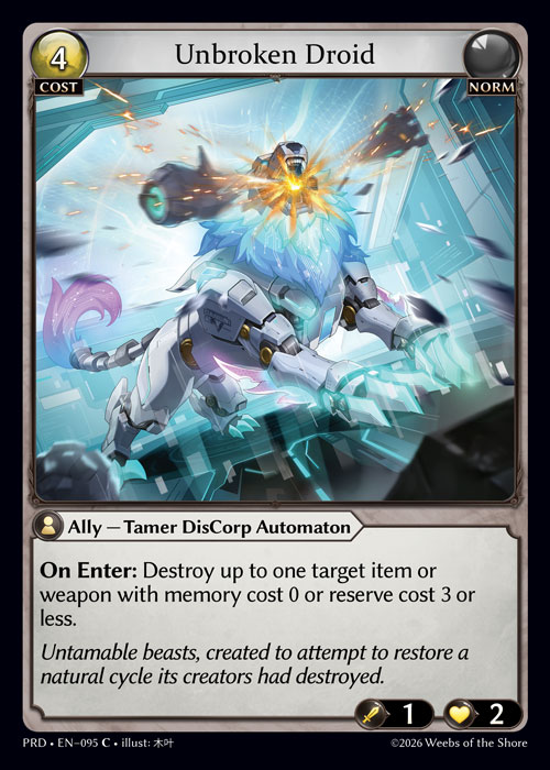 Unbroken Droid - .asphodel/paradise Grand Archive spoiler
