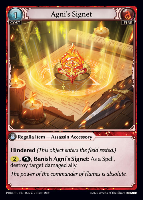 Agni's Signet - .asphodel/paradise Draft Pack Grand Archive spoiler