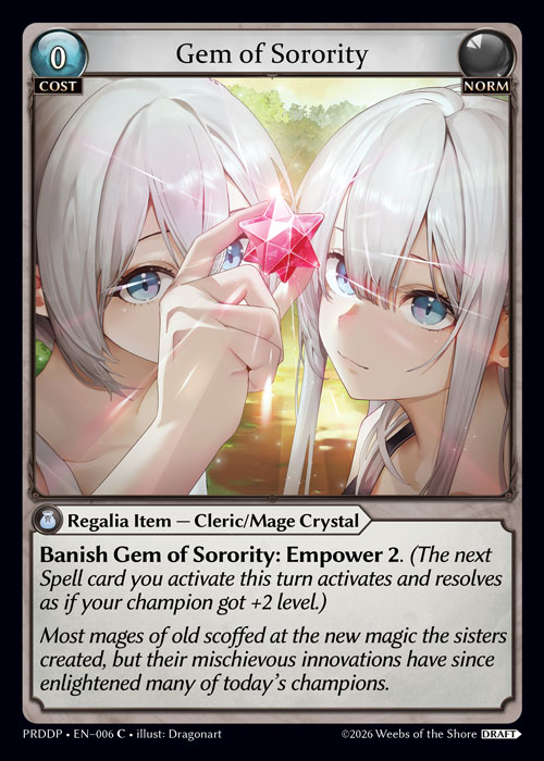 Gem of Sorority - .asphodel/paradise Draft Pack Grand Archive spoiler