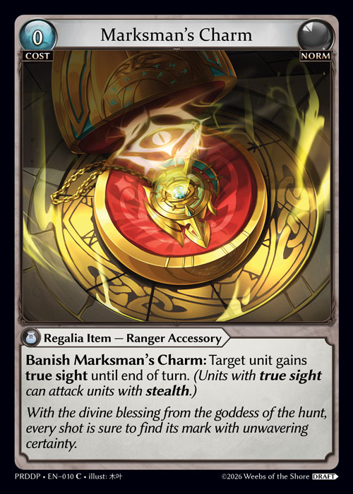 Marksman's Charm - .asphodel/paradise Draft Pack Grand Archive spoiler