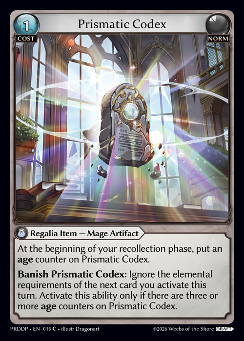 Prismatic Codex - .asphodel/paradise Draft Pack Grand Archive spoiler