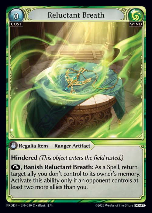 Reluctant Breath - .asphodel/paradise Draft Pack Grand Archive spoiler