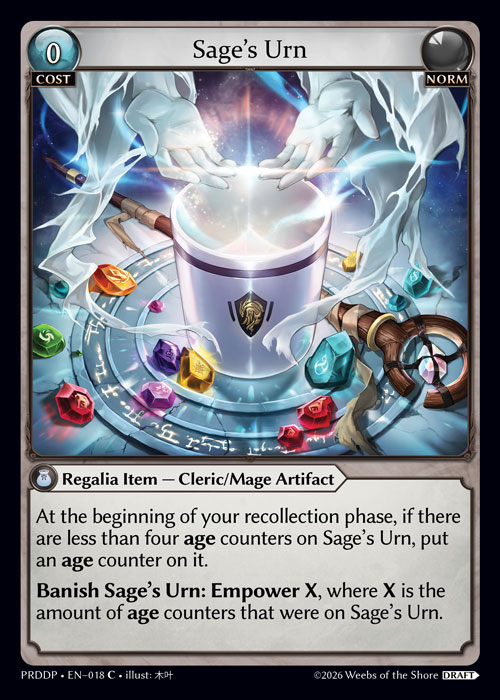 Sage's Urn - .asphodel/paradise Draft Pack Grand Archive spoiler