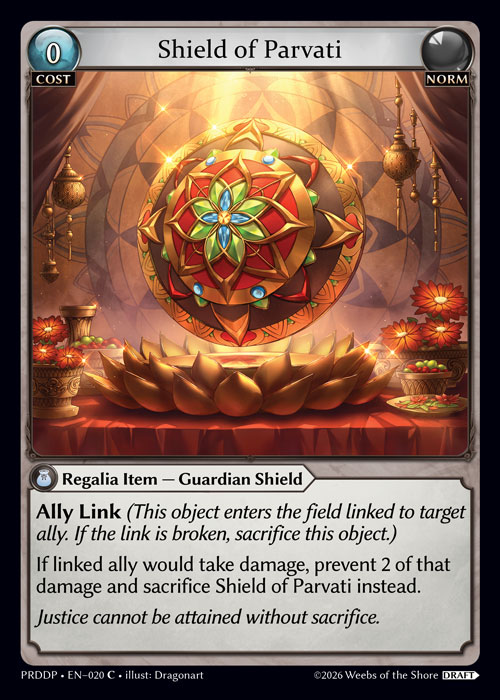 Shield of Parvati - .asphodel/paradise Draft Pack Grand Archive spoiler