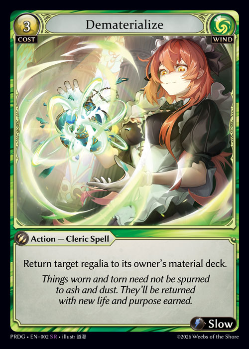 Dematerialize - .asphodel/paradise Grimoire Grand Archive spoiler