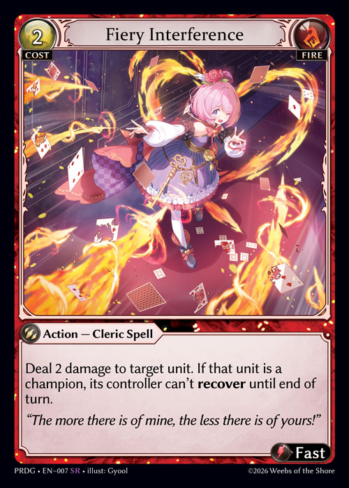 Fiery Interference - .asphodel/paradise Grimoire Grand Archive spoiler