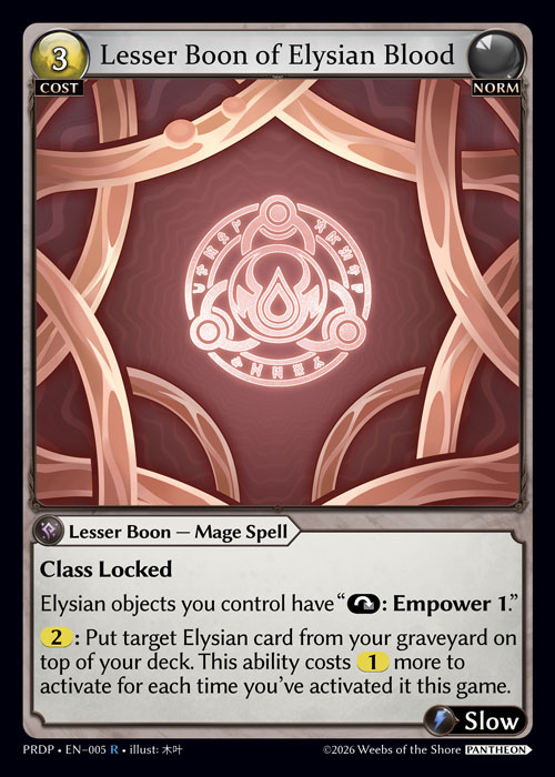 Lesser Boon of Elysian Blood - .asphodel/paradise: Pantheon Grand Archive spoiler