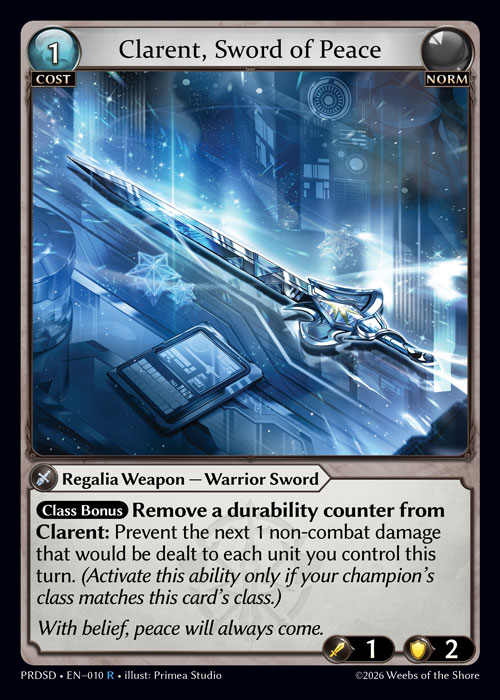 Clarent, Sword of Peace - .asphodel/paradise Starter Decks Grand Archive spoiler