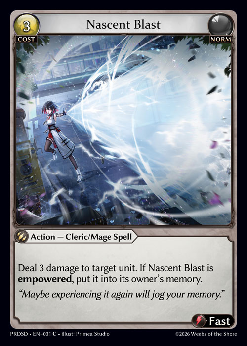 Nascent Blast - .asphodel/paradise Starter Decks Grand Archive spoiler