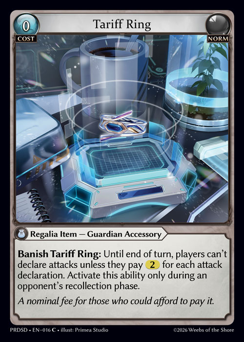 Tariff Ring - .asphodel/paradise Starter Decks Grand Archive spoiler